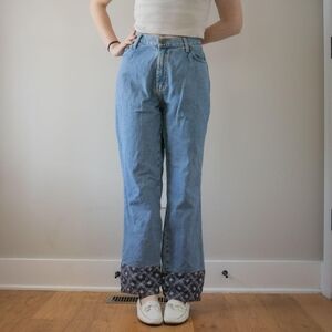 Vintage 90s Oasis Fabric hem Blue Denim Wash Women's Indie Grunge Y2K Jeans